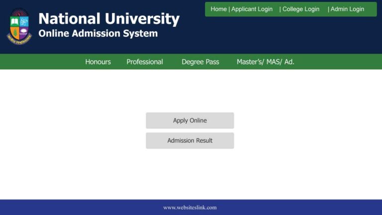 www.nu.ac.bd/admissions- Preliminary to Masters Admission 2024